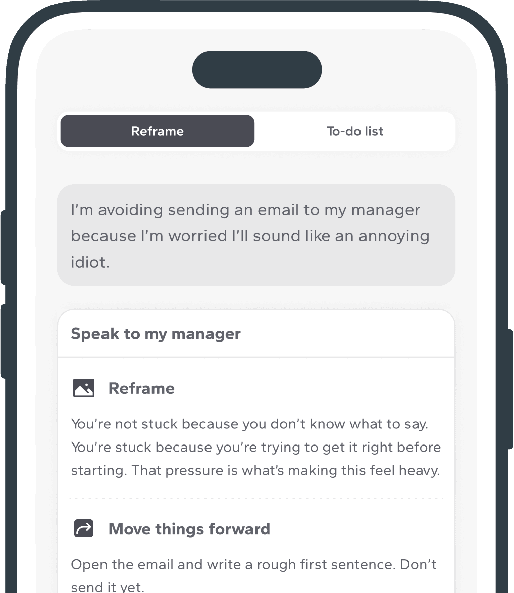 Workthought app interface on an iPhone